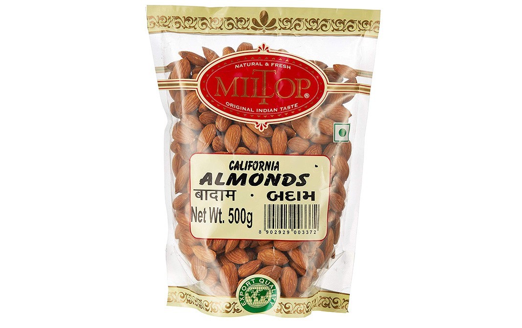 Miltop California Almonds    Pack  500 grams